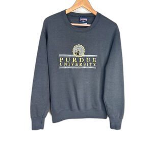 VTG 90s Purdue Crewneck Sweatshirt S Black Made in USA Embroidered Boilermakers